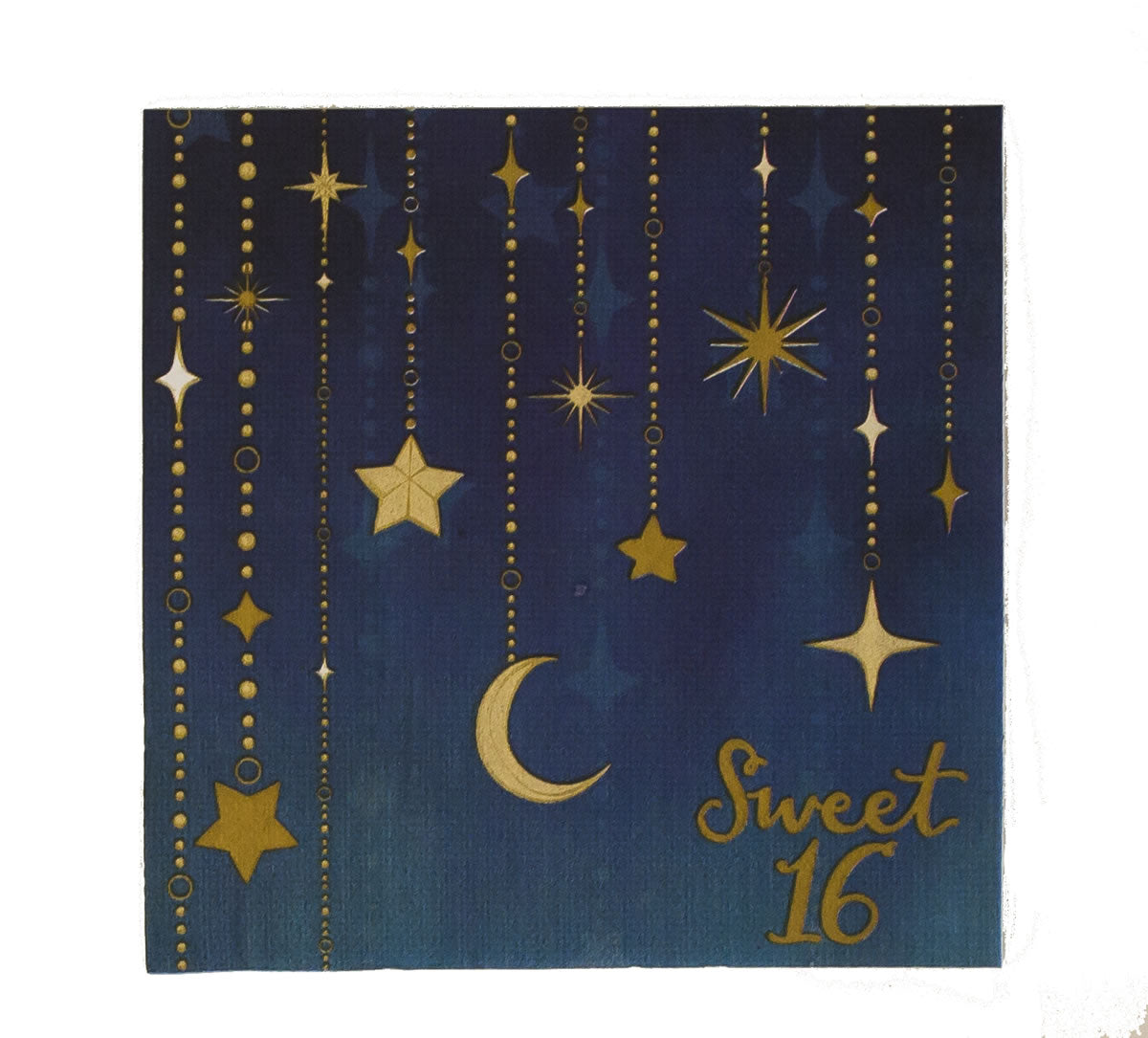 Starry Night Sweet 16 Luncheon Napkin 16ct | Milestone Birthday