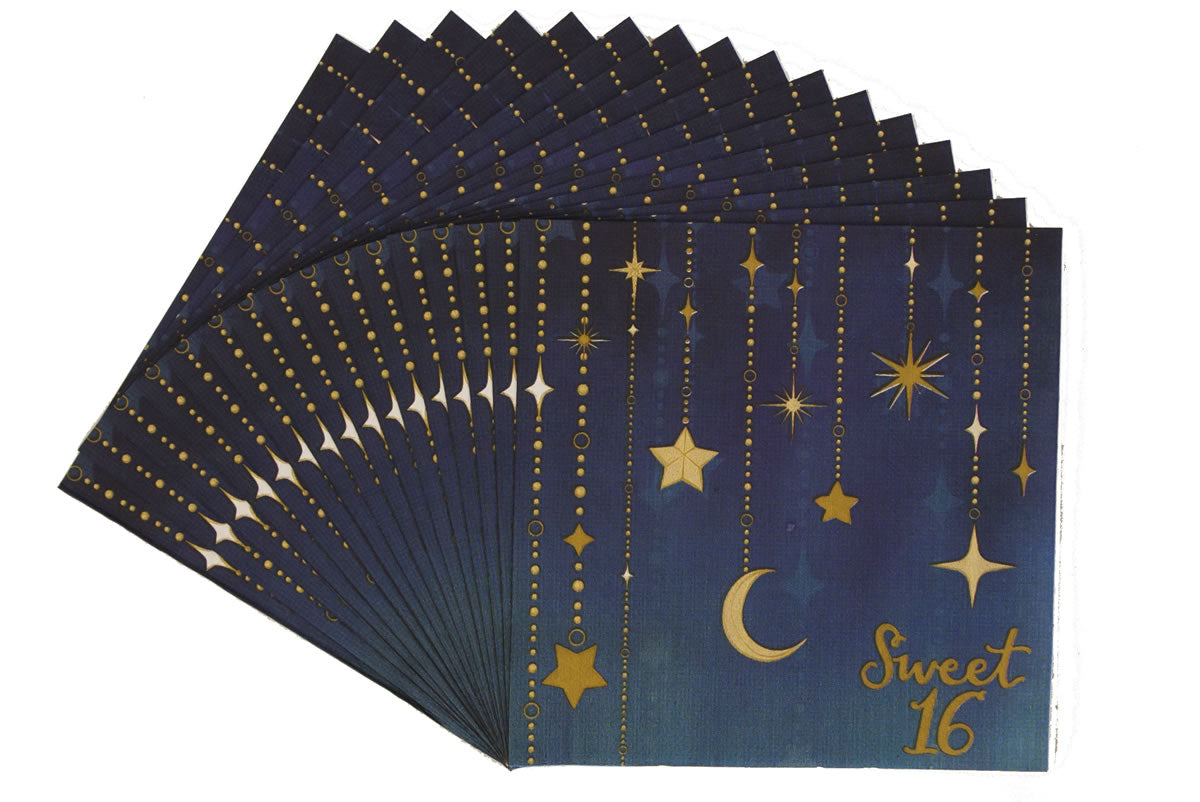 Starry Night Sweet 16 Luncheon Napkin 16ct | Milestone Birthday
