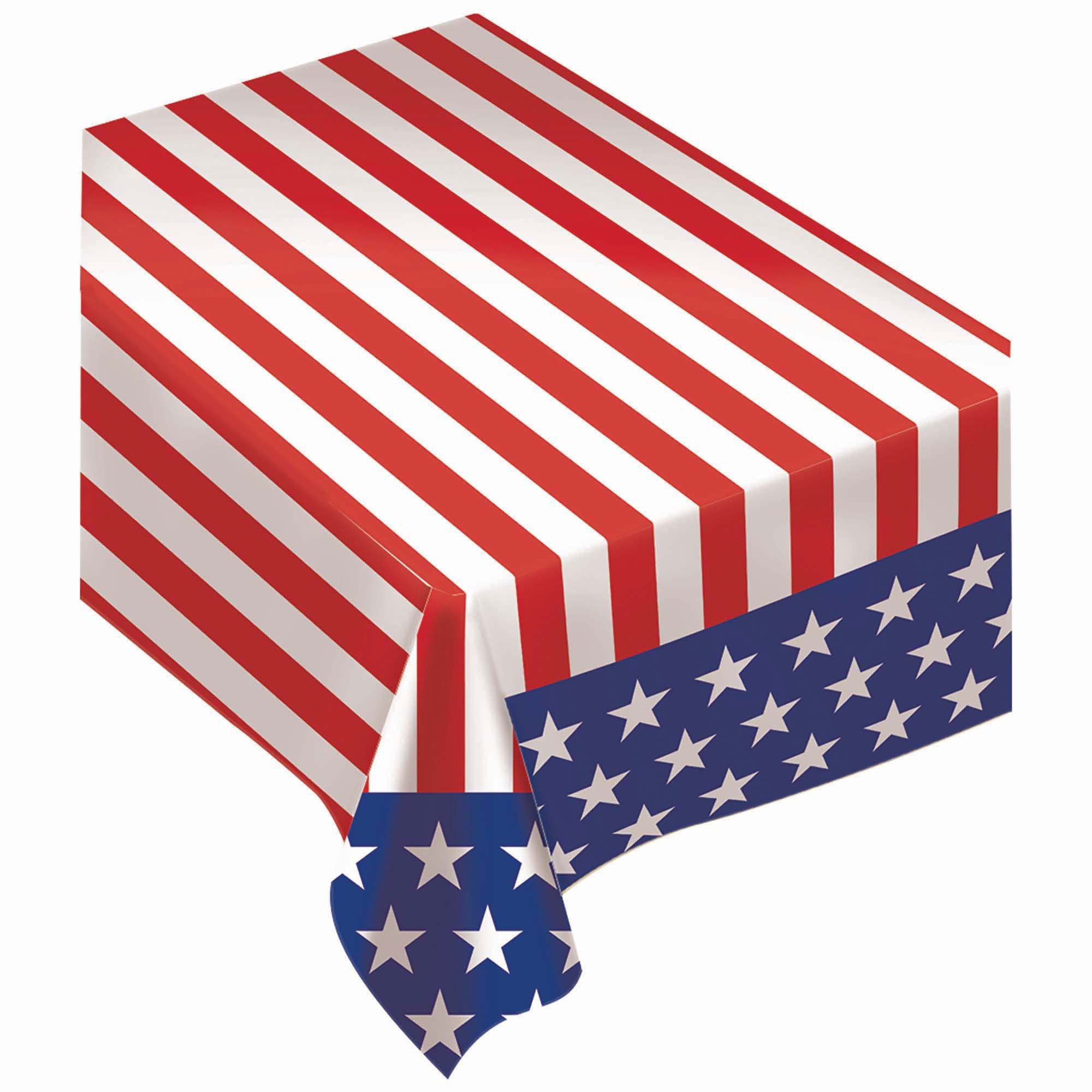 Stars & Stripes Flannel-Backed Vinyl Table Cover | Patriotic