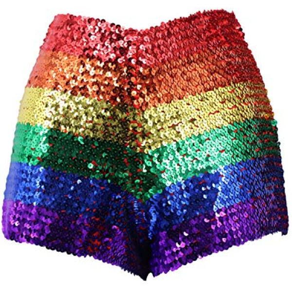 Rainbow Sequin Stretchy Shorts