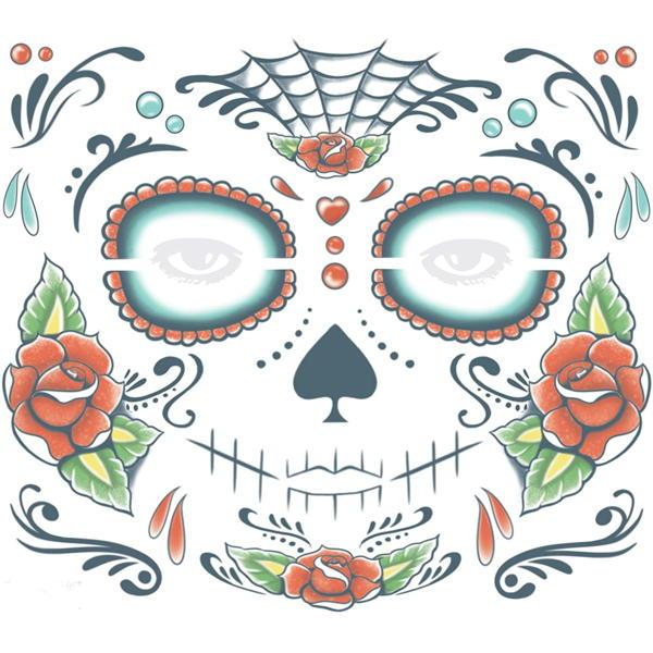 Sugar Skull Face Tattoos - Tinsley Transfers CT-412