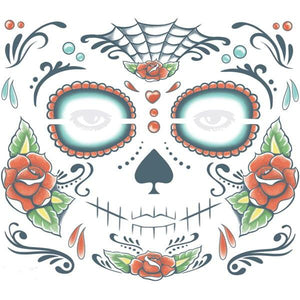Sugar Skull Face Tattoos - Tinsley Transfers CT-412
