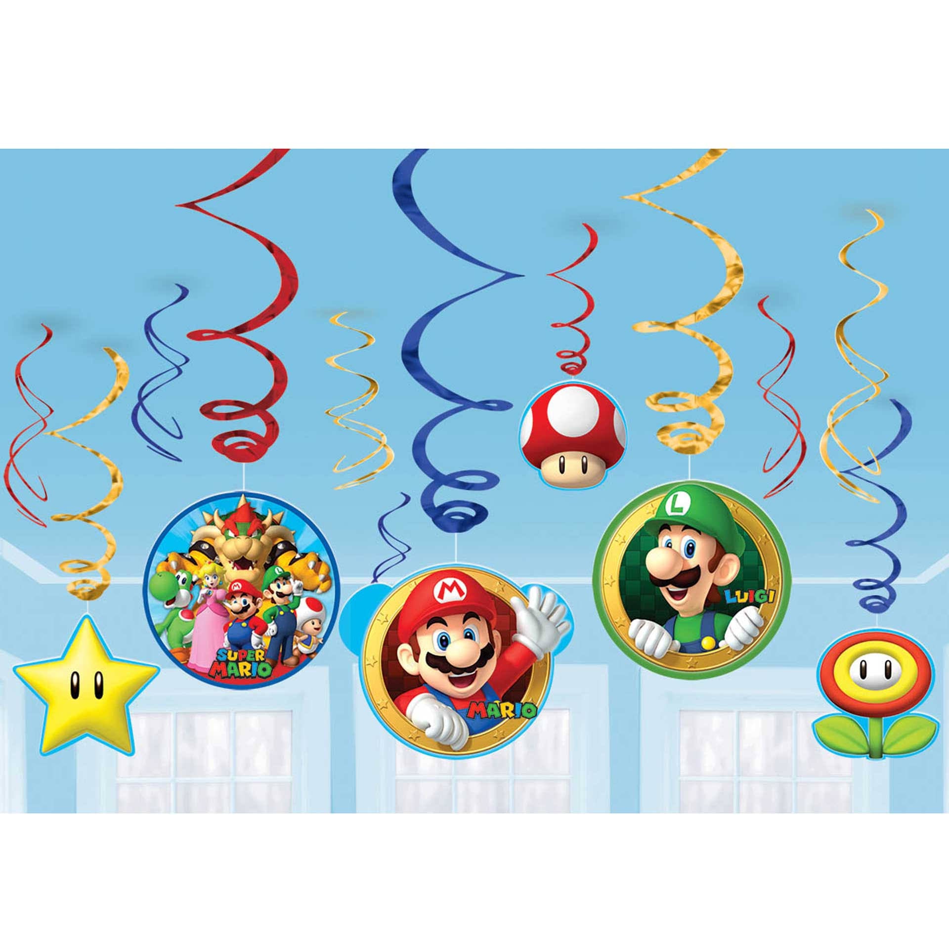 Super Mario Brothers Swirl Decorations  | Kid's Birthday