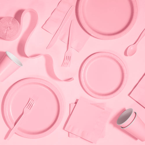 Classic Pink Paper 7in Cake Plates 24ct | Solids