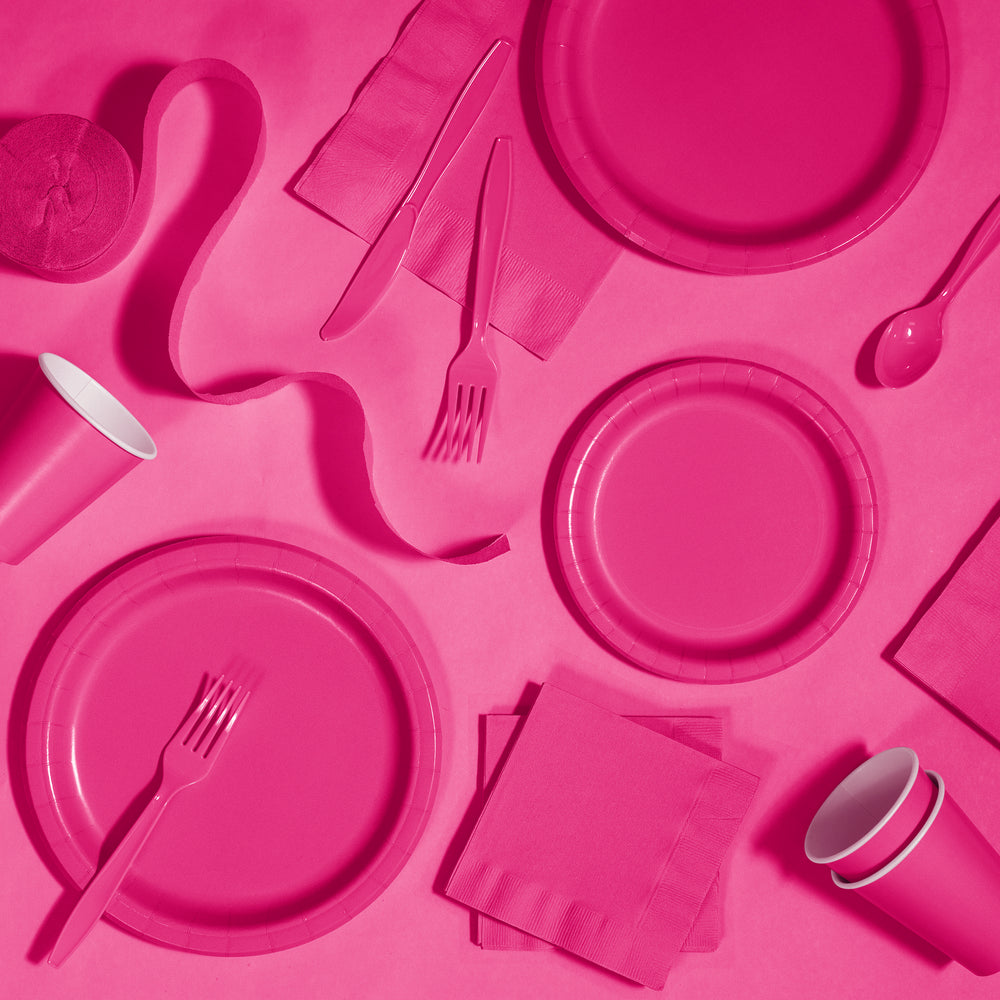 Hot Magenta Plastic Spoons 24ct | Solids