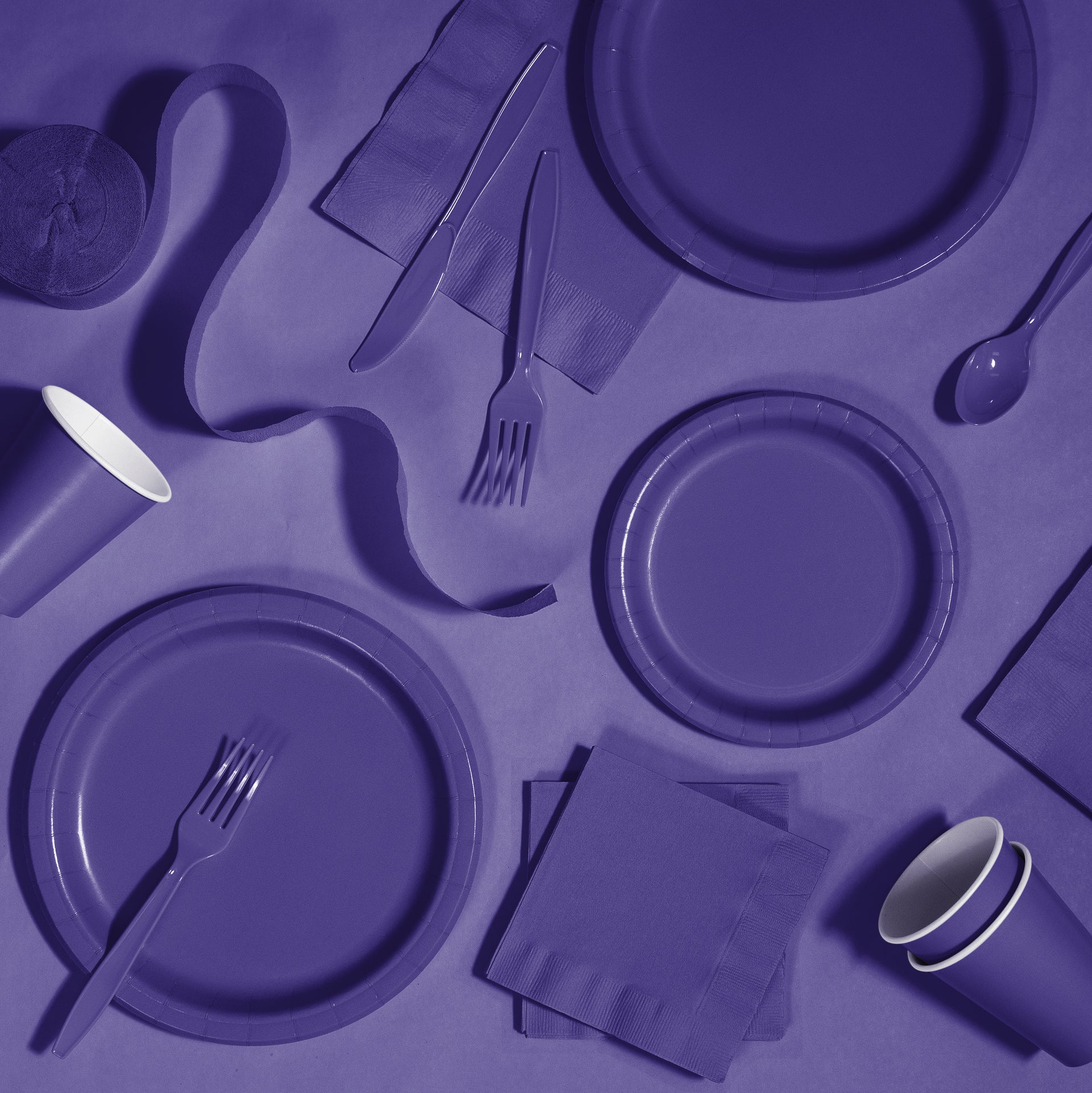 Purple Round Plastic Table Cover | Solids