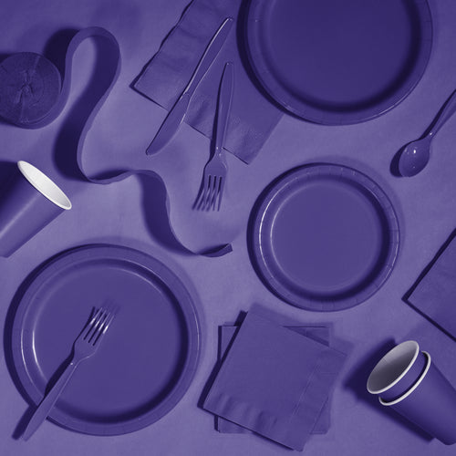 Purple Round Plastic Table Cover | Solids