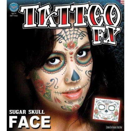 Rose Sugar Skull Face Tattoos