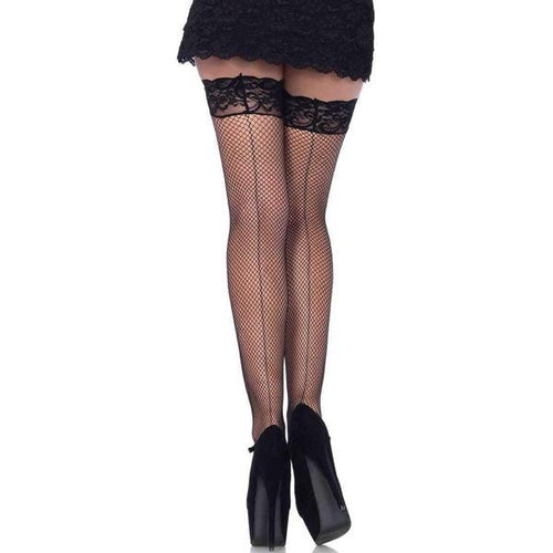 Lace Top Thigh High Fishnets