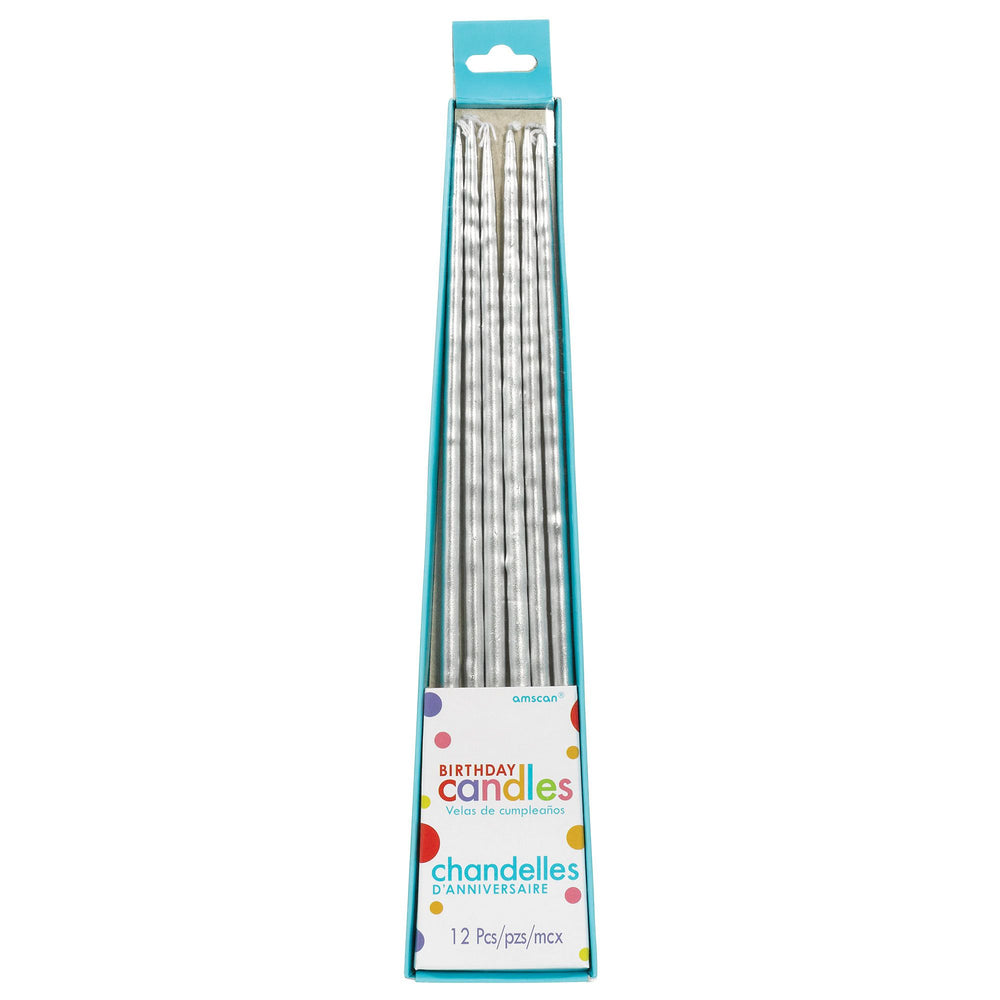 Thin Silver Metallic Taper | Candles