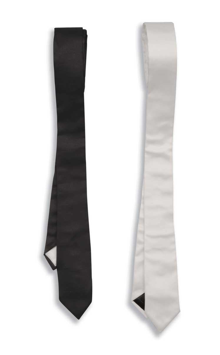 Black or white skinny satin tie