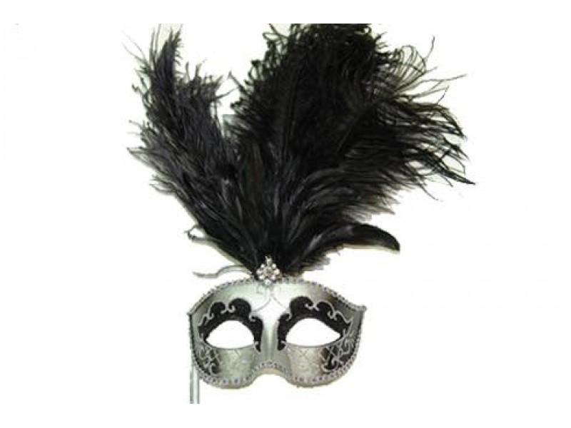Jewel Feather Handheld Mask