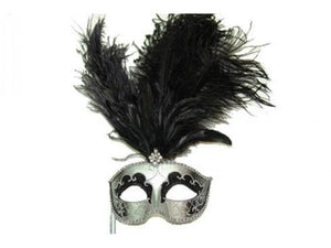 Jewel Feather Handheld Mask