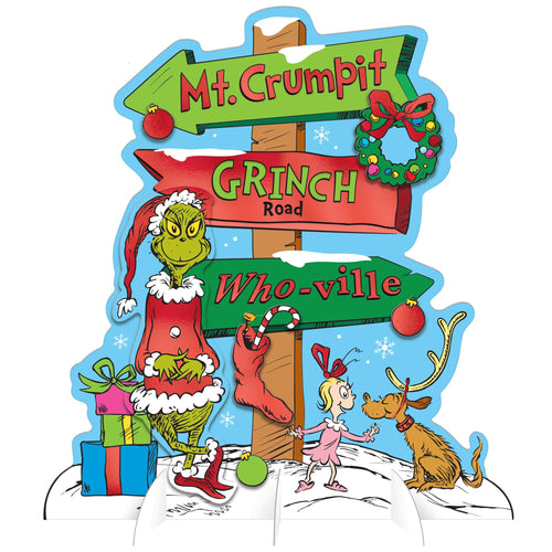 Traditional Grinch Directional Table Decoration Sign | Christmas
