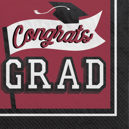True To Your School Congrats Grad Luncheon Napkins - Maroon