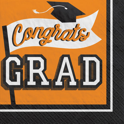 True To Your School Congrats Grad Luncheon Napkins - Orange