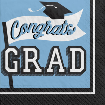 True To Your School Congrats Grad Luncheon Napkins - Powder Blue