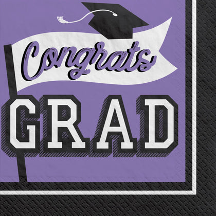 True To Your School Congrats Grad Luncheon Napkins - Purple