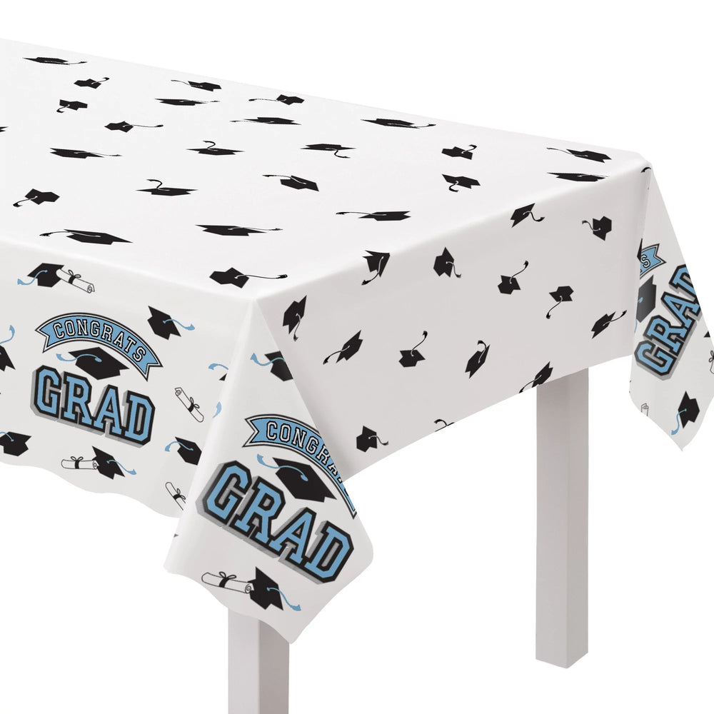 True To Your School "Congrats Grad" Table Cover - Powder Blue