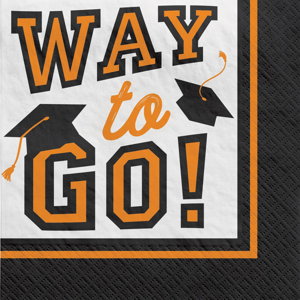True To Your School "Way to Go" Grad Beverage Napkins - Orange