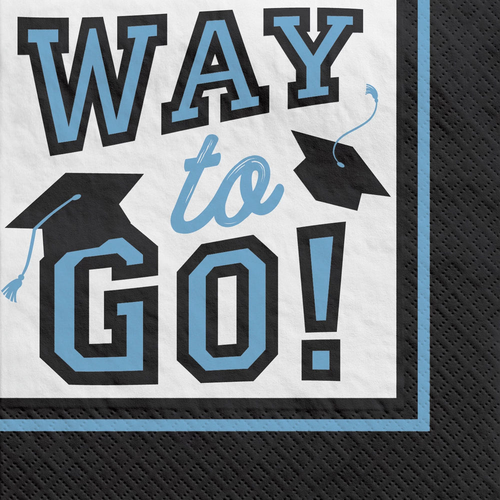 True To Your School "Way to Go" Grad Beverage Napkins - Powder Blue