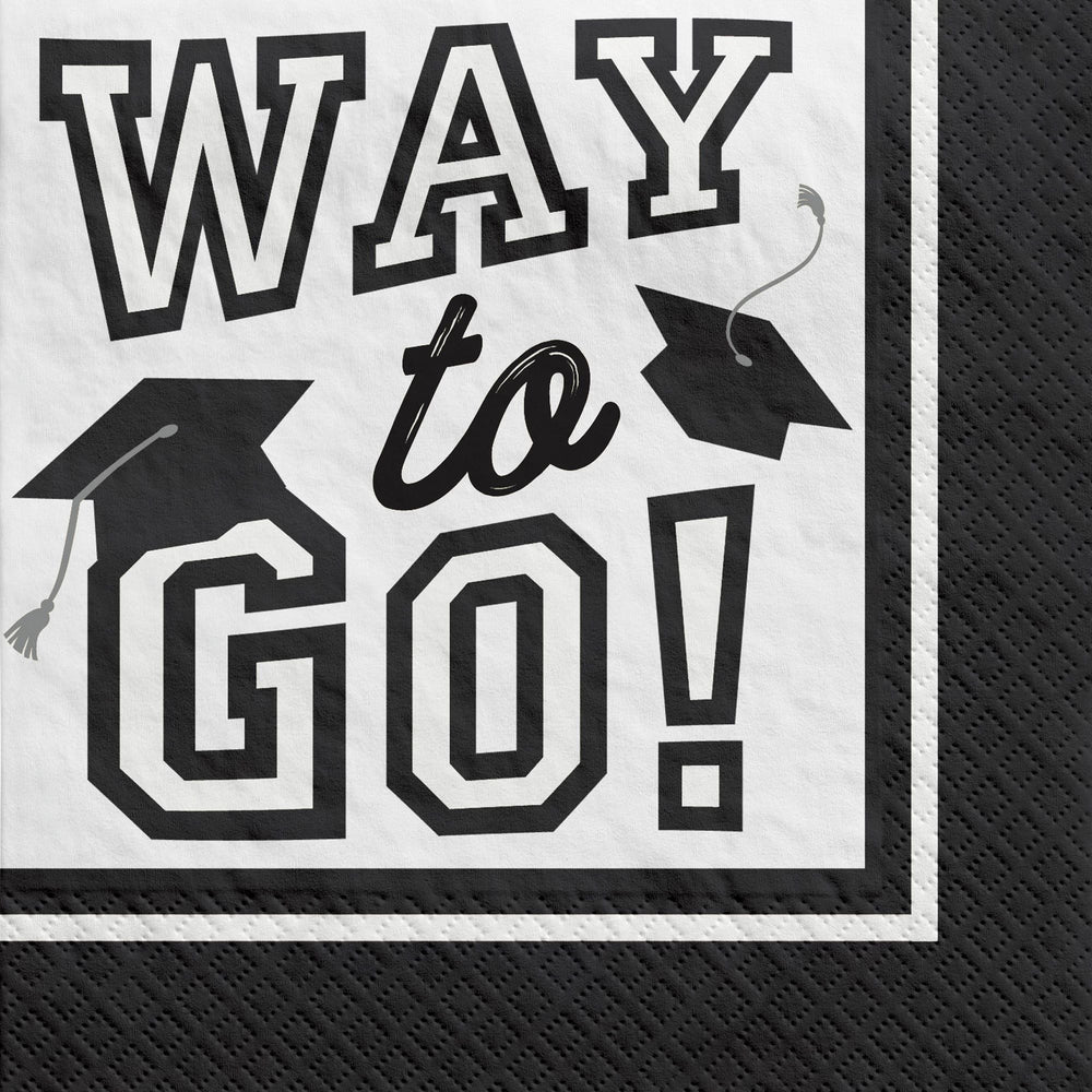 True To Your School "Way to Go" Grad Beverage Napkins - White
