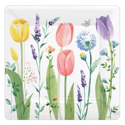 Tulip Garden 10in Square Plates 8ct | Mother's Day