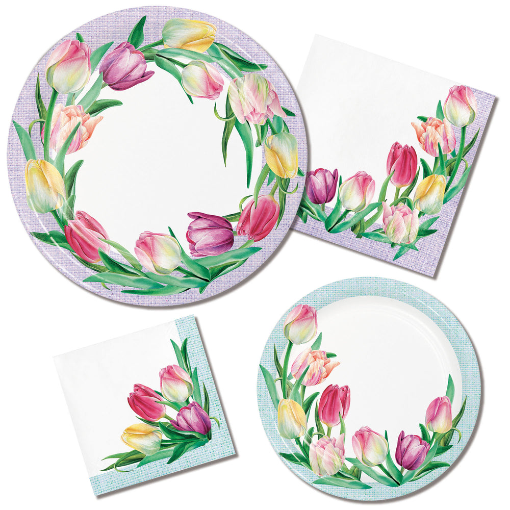 Tulip Wreath Beverage Napkins 16ct | Easter