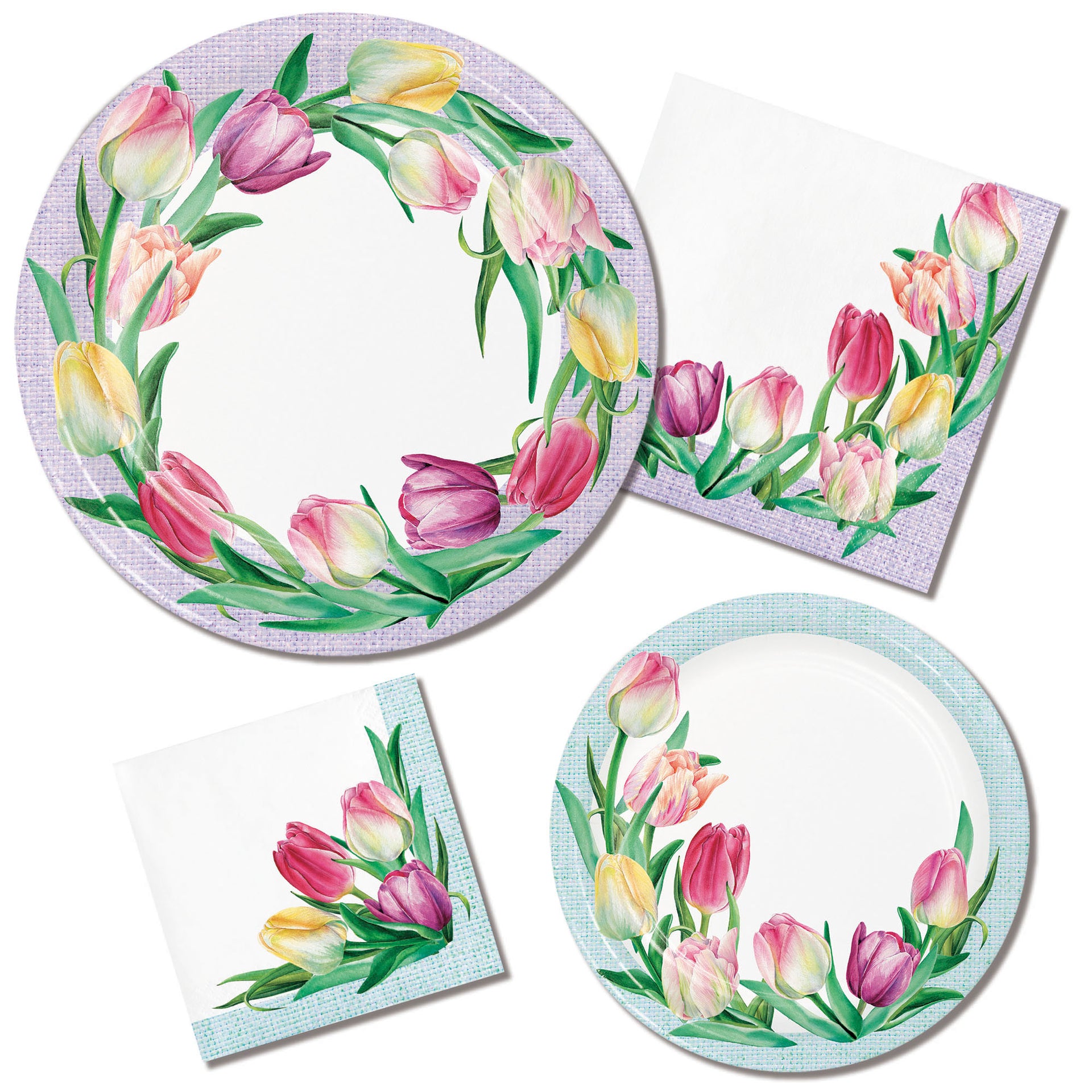Tulip Wreath Beverage Napkins 16ct | Easter