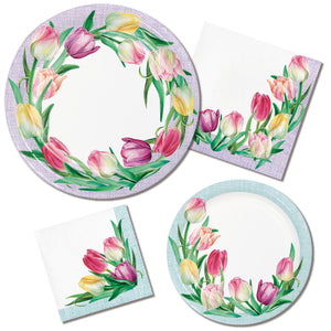 Tulip Wreath Beverage Napkins 16ct | Easter
