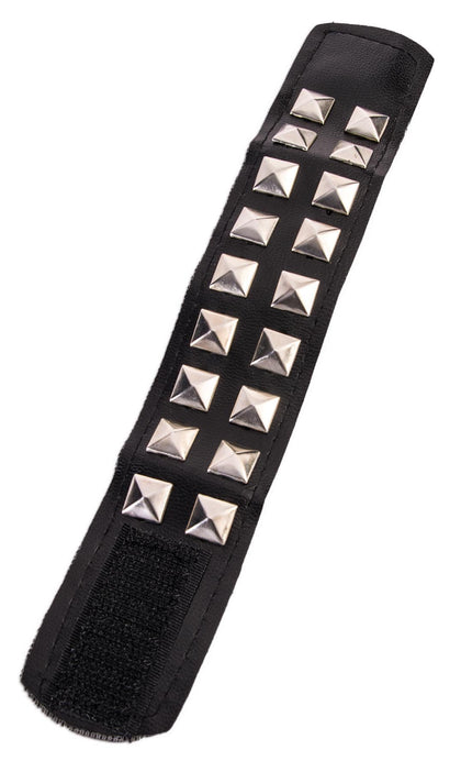 Faux leather studded wrist band with velcro