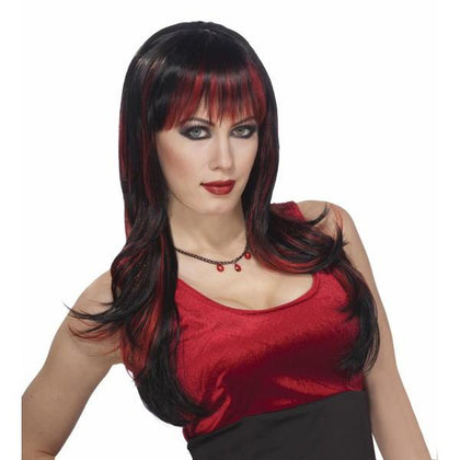 Long Black and Red Wig