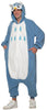 Blue and white with attached hood and tail