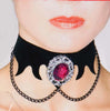 Vampire choker with red stone and chain