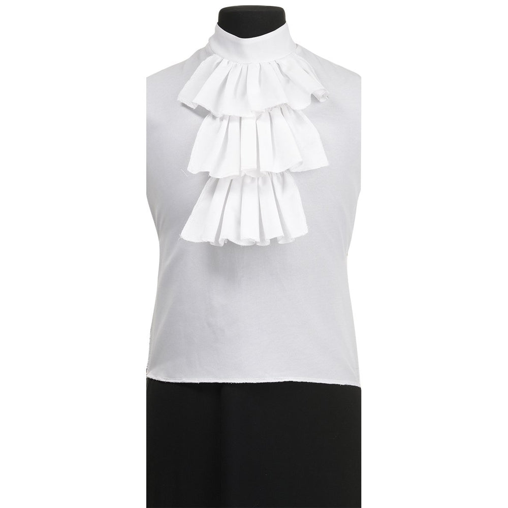 White layered ruffled long collar