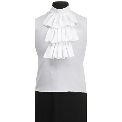 White layered ruffled long collar