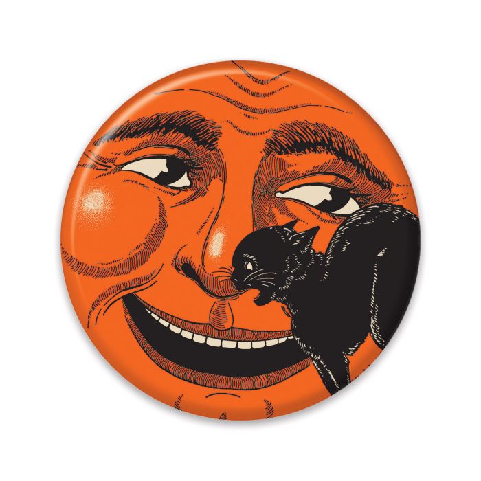 Vintage Halloween Cat & Moon Button