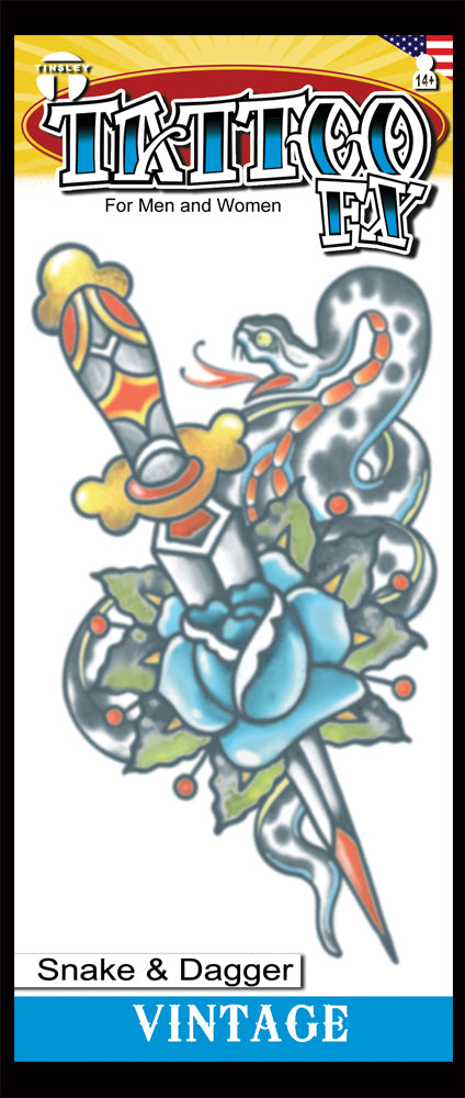 Vintage Tattoos -Tinsley Transfers 1910 Snake & Dagger (VT-104)