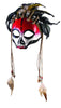 Colorful voodoo mask with bones, skulls, feathers and beads
