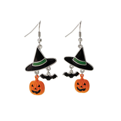 Witch Hat Bat Pumpkin Earrings | Halloween