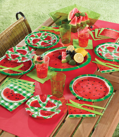 Watermelon Check Beverage Napkins 16ct | Summer