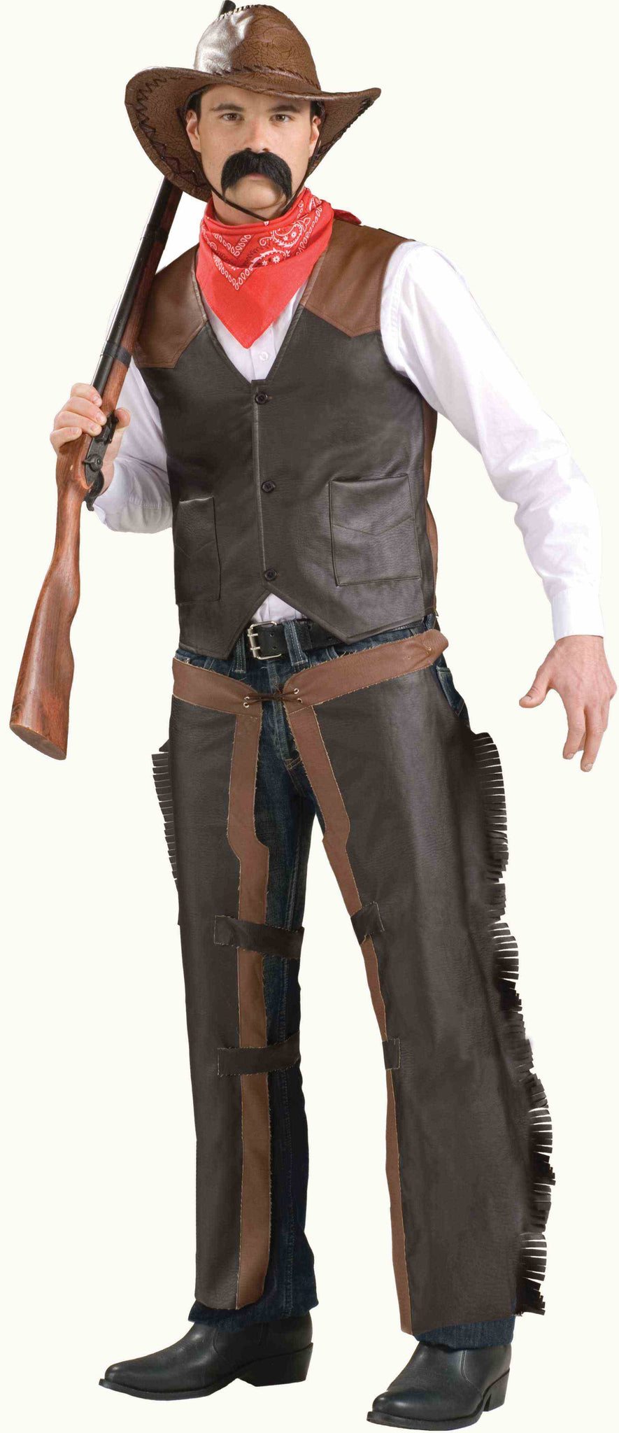 Brown chaps, tie in the front