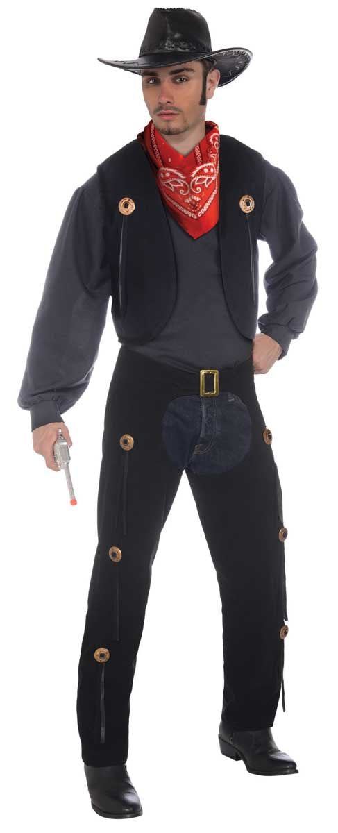 Faux black leather chaps with metal details