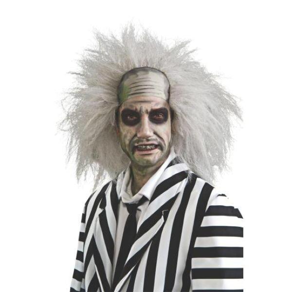 Crimped shoulder length wig with bald forehead