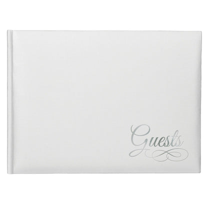 White Paper Guest Book with Silver Detail
