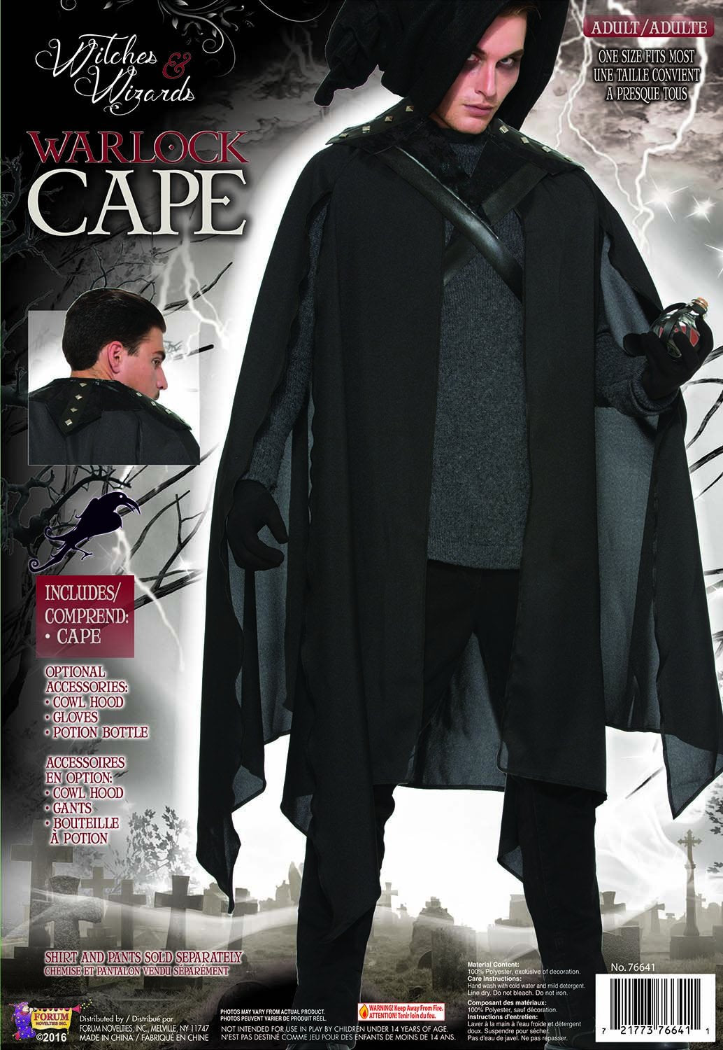 Black cape with studs on collar