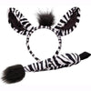 Black and White Zebra Striped Headband and Tail