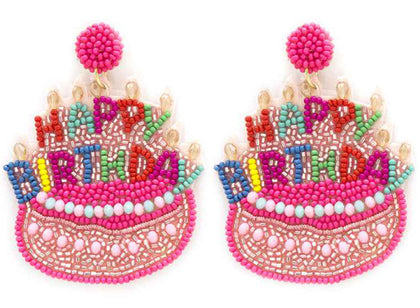 Pink Birthday Cake Earrings 