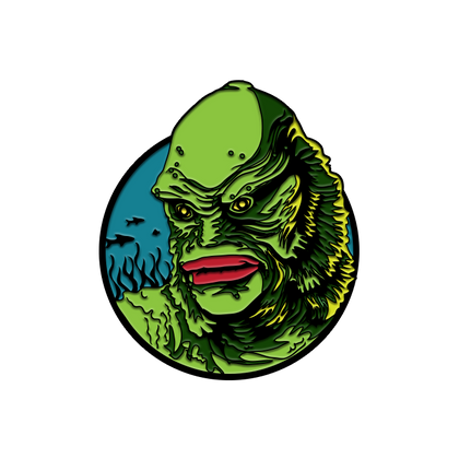 green fish monster pin