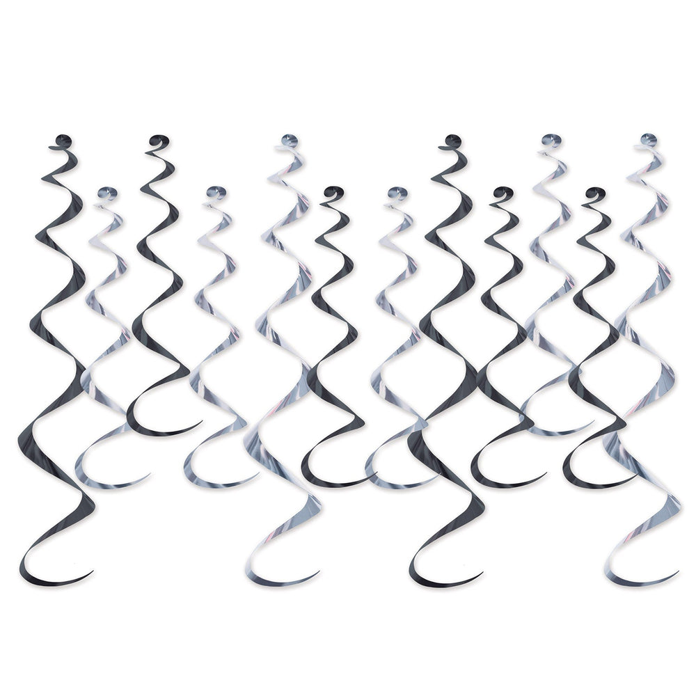 black and silver whirls